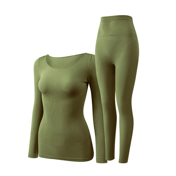 DuoJiaJ Winter Thermal Underwear For Women Seamless Thin Slim Fit Body Heating Autumn Clothes And Long Trousers Set Thermal Underwear Women Plus Size Warm Winter Green One Size