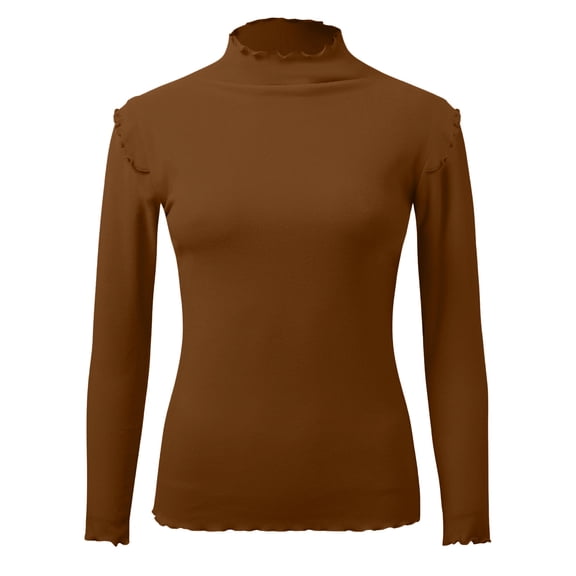DuoJiaJ Winter Tops For Women Crew Neck Fleece Lined Thermal Thermal Underwear Slim Tops Long Sleeve Thermal Shirts Thermal Underwear Women Brown L