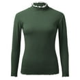 thumbnail image 1 of DuoJiaJ Winter Tops For Women Crew Neck Fleece Lined Thermal Thermal Underwear Slim Tops Long Sleeve Thermal Shirts Color Block Tops Womens Thermal Underwear Green L, 1 of 5