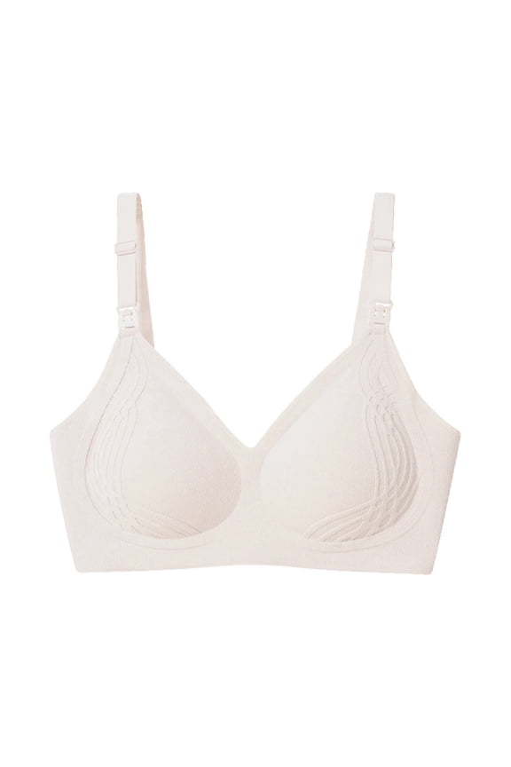 Wirefree Comfort Bra For Women Seamless Soft Support Everyday Wear With Triple Hook Closure T-Shirt Bras Beige