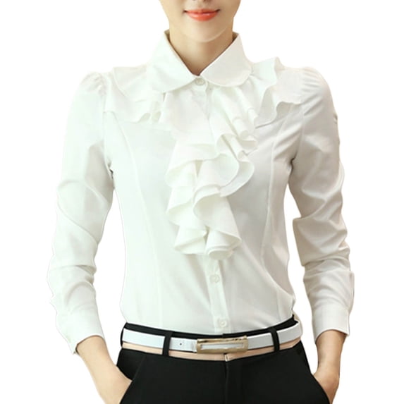 DuoJiaJ Woman Fashion Top Shirt For Women Three Quarter Sleeve Soft Causal T Shirt Women's Button Down Shirts White M