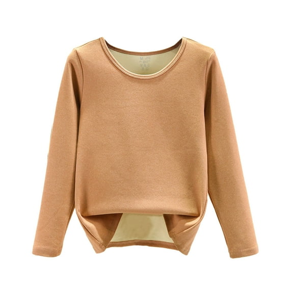 DuoJiaJ Women Autumn And Winter Casual Solid Color Long Sleeve Round Neck Multicolor Thickened Warm Top Thermal Underwear Women Plus Size Warm Winter Multicolor M