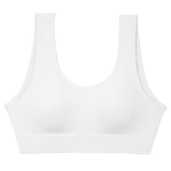 DuoJiaJ Women Back Wrap Chest Without Steel Ring Gathering Bra Anti Glare Yoga Sports Bra T-Shirt Bras White