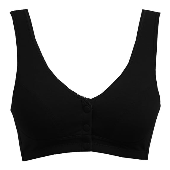 DuoJiaJ Women Bra Mother Underwear Front Button Bra Seamless Push Up Vest Bra Wireless Bras Black