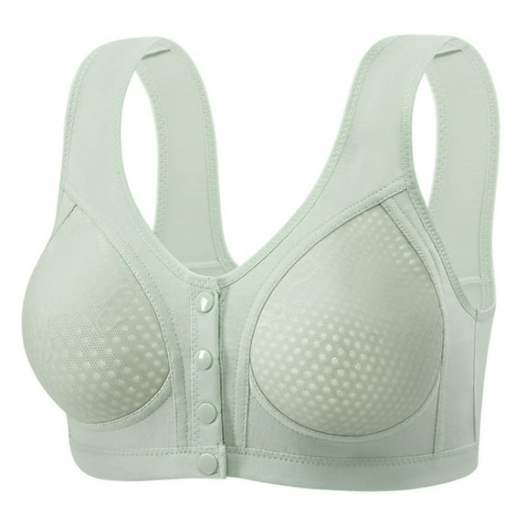 DuoJiaJ Women Casual Button Down Breathable Top Bra Underwear Without Steel Ring Gathering Front Closure Bras