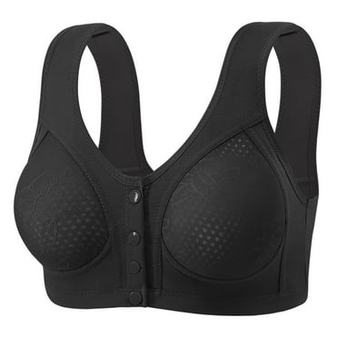 DuoJiaJ Women Casual Button Down Breathable Top Bra Underwear Without Steel Ring Gathering Front Closure Bras