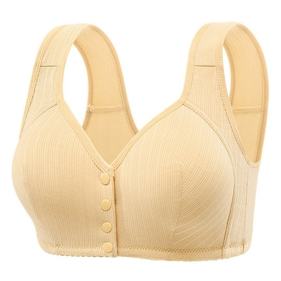 DuoJiaJ Women Casual Button Down Breathable Top Bra Underwear Without Steel Ring Gathering Plus Size Sports Bras High Support