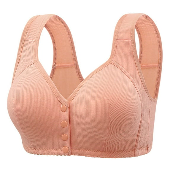 DuoJiaJ Women Casual Button Down Breathable Top Bra Underwear Without Steel Ring Gathering Sports Bras for Women Pink