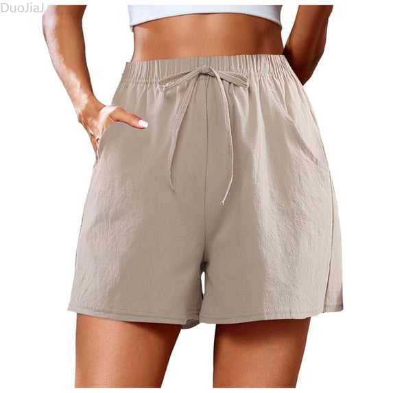 DuoJiaJ Women Casual Shorts Cute Soft Elastic Bottoms Boxer Shorts Womens Linen Shorts Yellow S