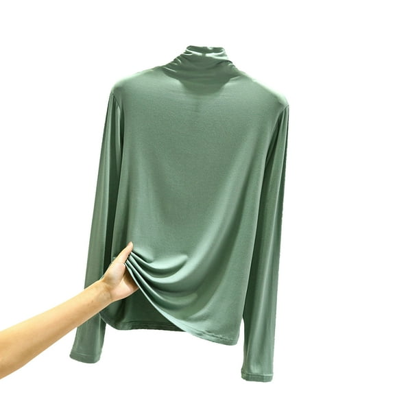 DuoJiaJ Women Casual Turtleneck Solid Color Tight Warm Fit Long Sleeve Bottoming Shirt Top Ladies Thermal Underwear Multicolor L