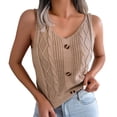 thumbnail image 1 of DuoJiaJ Women Casual V Neck Button Fried Dough Twists Top Holiday Sweater Cotton Tank Tops for Women, 1 of 5