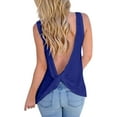 thumbnail image 1 of DuoJiaJ Women Cold Shoulder Top Cross Knot Backless TShirt Tank Top Casual Loose Backless TShirt Camis Women’s Tank Tops, 1 of 5