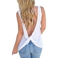 thumbnail image 1 of DuoJiaJ Women Cold Shoulder Top Cross Knot Backless TShirt Tank Top Casual Loose Backless TShirt Camis Women’s Tank Tops, 1 of 5