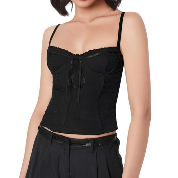 DuoJiaJ Women Contrast Lace Trim Crop Tank Top Vintage Spaghetti Strap Camisole Summer Streetwear Cotton Tank Tops for Women