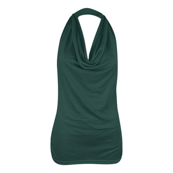 DuoJiaJ Women Drape Cowl Neck Tank Blouse Backless Sleeveless Vest Tops Summer Tank Tops Women