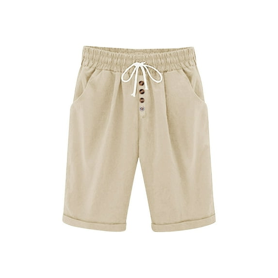 DuoJiaJ Women Elastic Waist Shorts Casual Solid Color Shorts Comfy Lightweight Shorts With Pockets Lightweight Casual Pants Women