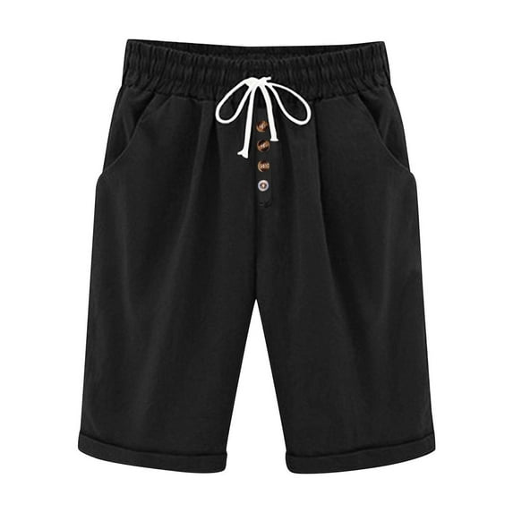 DuoJiaJ Women Elastic Waist Shorts Casual Solid Color Shorts Comfy Lightweight Shorts With Pockets Lightweight Casual Pants Women