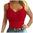 thumbnail image 1 of DuoJiaJ Women Fashion Lace Strap Splice V Neck Tank Vest Shirt Crop Top Cotton Tank Tops for Women, 1 of 5