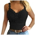 thumbnail image 1 of DuoJiaJ Women Fashion Lace Strap Splice V Neck Tank Vest Shirt Crop Top Cotton Tank Tops for Women, 1 of 4