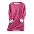 thumbnail image 1 of DuoJiaJ Women Fashion Solid Crew Neck Casual Plus Long Sleeve Hoodie Top Women's Thermal Underwear Set -Lined Pink XXXL, 1 of 2