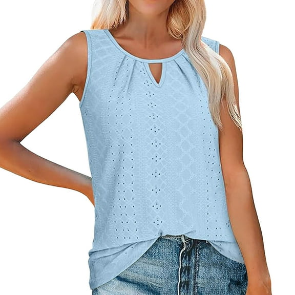 DuoJiaJ Women Fashion Solid Vest Loose Casual Sleeveless Top T Shirt Plus Size Off-Shoulder Party Tops Blue M