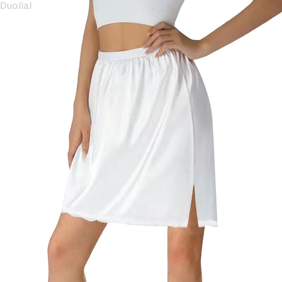 DuoJiaJ Women Half Skirt with Lace Vintage Underskirt White XL