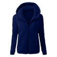 thumbnail image 1 of DuoJiaJ Women Hooded Sweater Coat Winter Warm Wool Zipper Coat Cotton Coat Outwear Womens Winter Jacket Blue L, 1 of 4