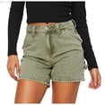 thumbnail image 1 of DuoJiaJ Women Jean Shorts High Waisted Carpenter Denim Shorts With Pockets Trendy Fashion Summer Shorts Women's Lounge Pants Green L, 1 of 4
