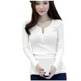thumbnail image 1 of DuoJiaJ Women Korean Version Loose Button Long Sleeve O-Neck Bottoming Shirt Casual Tops Women’s Crop Tops White, 1 of 4
