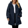 thumbnail image 1 of DuoJiaJ Women Oversized Jackets Fuzzy Fleece Hoodies Zip Up Outerwear Coat With Pockets Womens Fleece Jacket Blue XL, 1 of 5