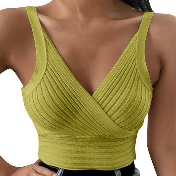 DuoJiaJ Women Padded Bralettes Sports Bras For Pack V Neck Bando Bra For Women Girls Top Vest Cotton Tank Tops for Women