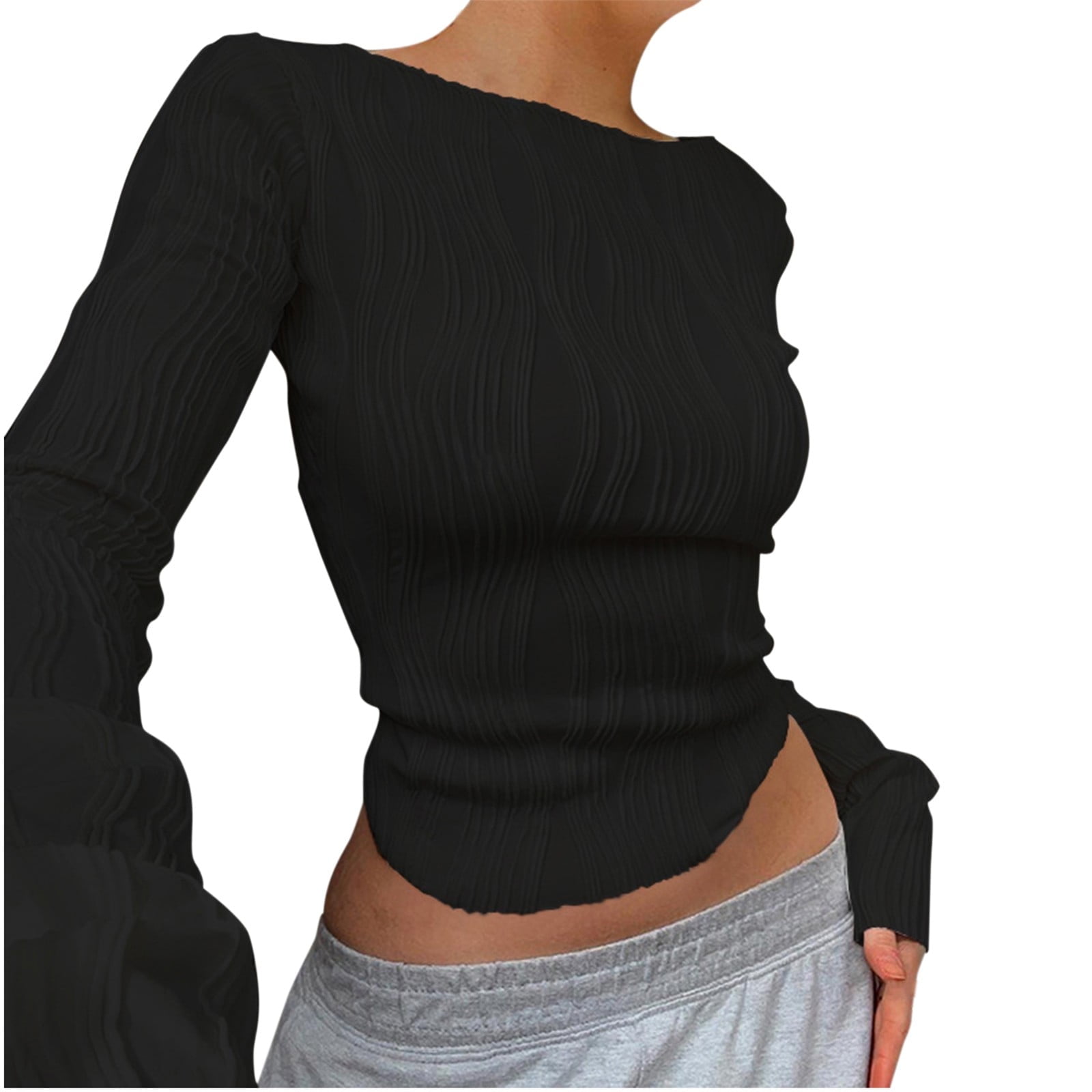 SanaRazo Women's Slim Fit Cropped Tee - Seamless Soft Basic T-Shirt