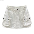 thumbnail image 1 of DuoJiaJ Women Soild Mini Cargo Skirt Low Waist Short Denim Jean Skirt Denim Skirts Women White XS, 1 of 3