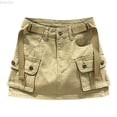 thumbnail image 1 of DuoJiaJ Women Soild Mini Cargo Skirt Low Waist Short Denim Jean Skirt Denim Skirts Women Yellow XS, 1 of 3