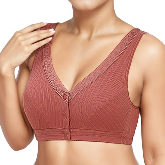 DuoJiaJ Women Sports Push Up Bras For Women Wireless Beauty Back High Support Front Closure Charm Bras Front Snaps Push Up Bras Orange