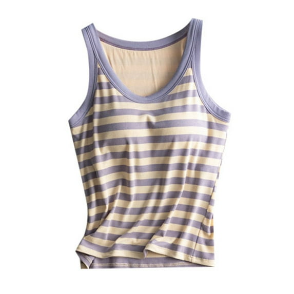 DuoJiaJ Women Striped Suspenders With Chest Pads Inner And Outer Wear Thin Vest Women’s Lace Trim Tank Tops