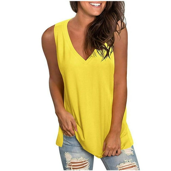 DuoJiaJ Women Summer V Neck Sleeveless Vest Shirt Casual Tunic Tops Blouse Women’s Casual Ribbed Knit Tank Tops