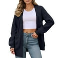 thumbnail image 1 of DuoJiaJ Women Sweaters Cardigan Open Front Long Sleeve Ribbed Knit Jackets Fall Fashion Cozy Sweater Blue L, 1 of 4