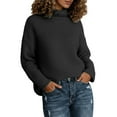 thumbnail image 1 of DuoJiaJ Women Sweaters Turtleneck Pullover Knit Oversized Long Sleeve Tops Loose Winter Outwear Women Trendy Clothes Black L, 1 of 3
