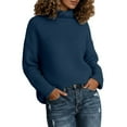thumbnail image 1 of DuoJiaJ Women Sweaters Turtleneck Pullover Knit Oversized Long Sleeve Tops Loose Winter Outwear Women Trendy Clothes Blue XL, 1 of 3