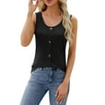thumbnail image 1 of DuoJiaJ Women Tank Tops Round Neck Summer Casual Sleeveless Basic Top Slim Henley Button Down Blouses Breathable Yoga Tank Tops for Women, 1 of 5