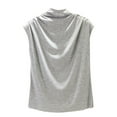 thumbnail image 1 of DuoJiaJ Women Turtleneck Sleeveless Cotton Solid Casual Loose Tunic Top Tee Shirt Tank Cotton Tank Tops for Women, 1 of 5