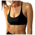 thumbnail image 1 of DuoJiaJ Women V Neck Sports Bras CrissCross Strappy Wirefree Padded Low Impact Yoga Gym Bra Workout Crop Tops Bras for Women Black, 1 of 5