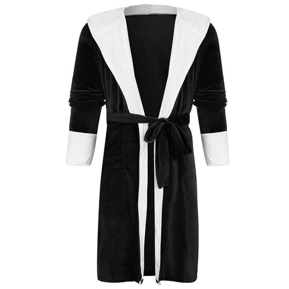 DuoJiaJ Women Winter Plush Lengthened Shawl Bathrobe Home Clothes Long Sleeved Robe Coat Women's Long Nightgowns Black