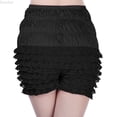 thumbnail image 1 of DuoJiaJ Women Y2K Lace Mesh Ruffle Short Layered Shorts Black L, 1 of 3