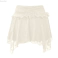thumbnail image 1 of DuoJiaJ Women Y2K Lace Mini Skirt Low Rise Pleated Ruffle Short Skirts Layered Flowy Skirt White M, 1 of 3