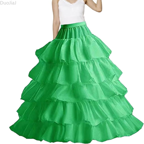 DuoJiaJ Women's A Line Petticoats Floor Length Wedding Petticoats Skirts Prom Dresses Skirts Skirts For Women Green One Size