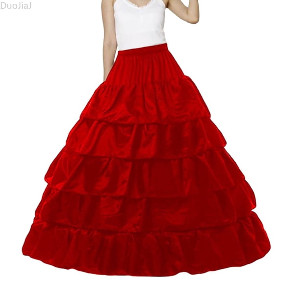 DuoJiaJ Women's A Line Petticoats Floor Length Wedding Petticoats Skirts Prom Dresses Skirts Skirts For Women Red One Size