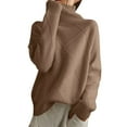 thumbnail image 1 of DuoJiaJ Women's Autumn And Winter Patchwork Thickened Loose Outer Wear Sweater With A Base Sweater Trendy Fall Fashion Women Brown L, 1 of 4