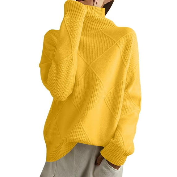 DuoJiaJ Women's Autumn And Winter Patchwork Thickened Loose Outer Wear Sweater With A Base Sweater Trendy Fall Fashion Women Yellow M